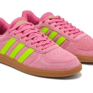 NEW Adidas Women's Breaknet Sleek Sneaker in pink and lime green